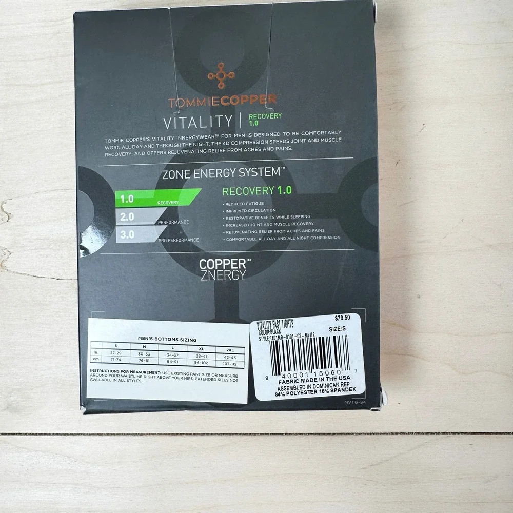 NWT Tommy Copper‎ Vitality Recovery Compression Tights Mens S Fast Track